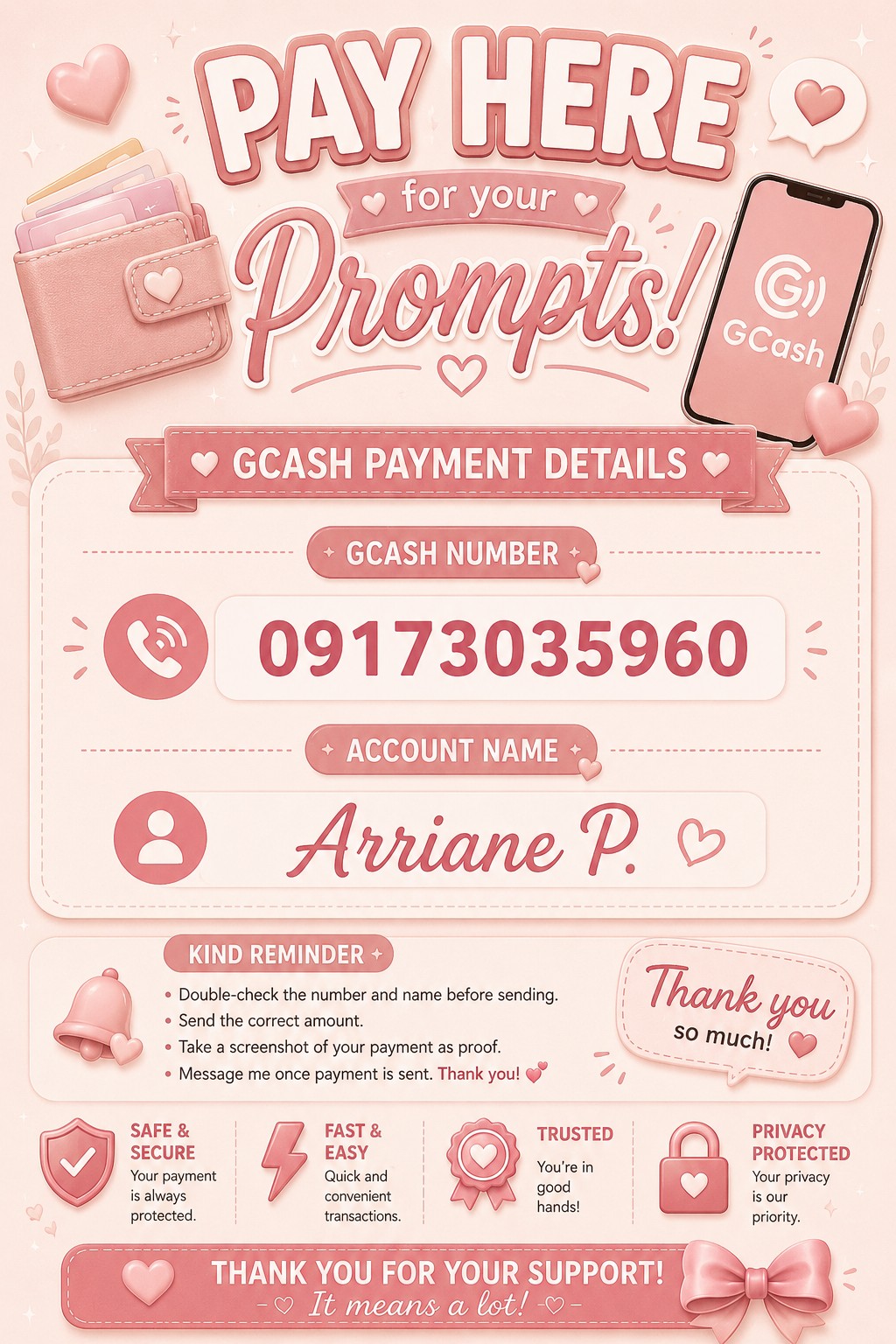 GCash payment details